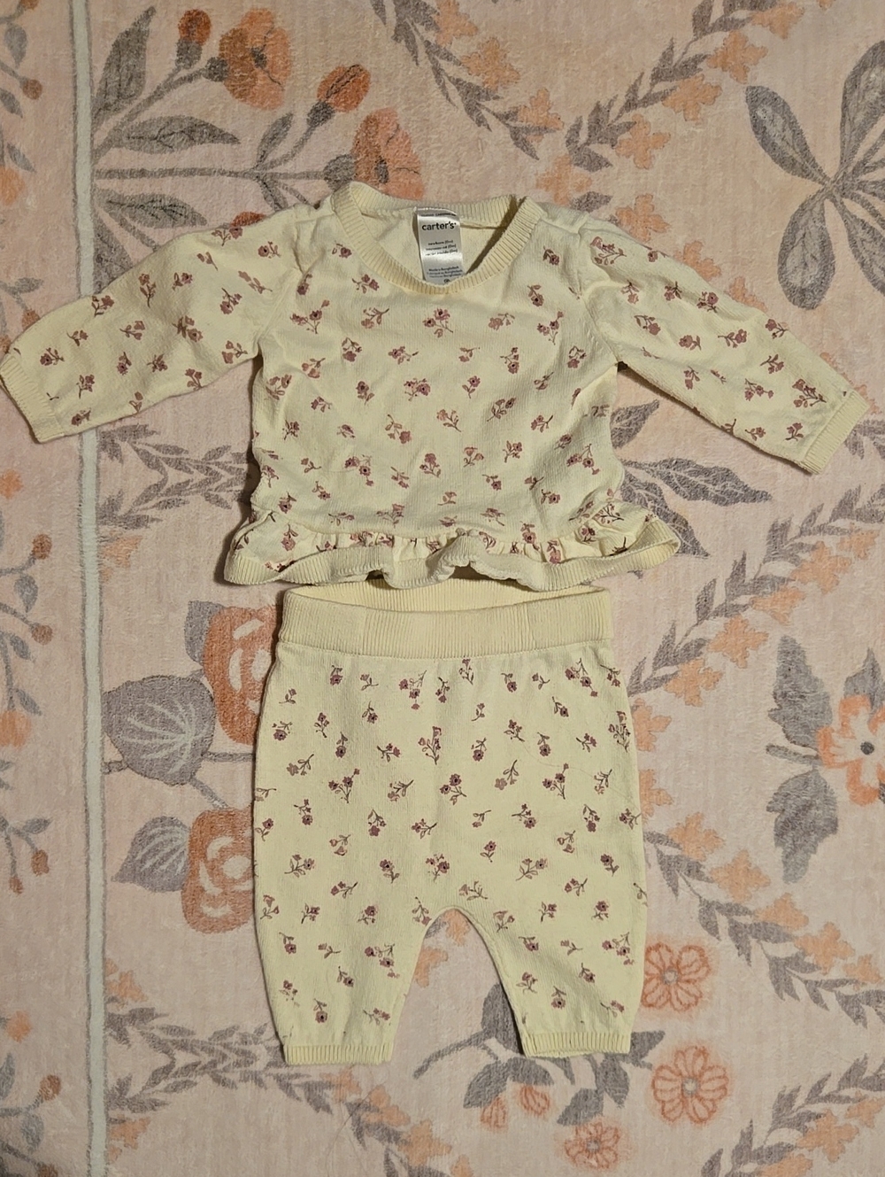 Carters Cream Floral Baby Pajama Set